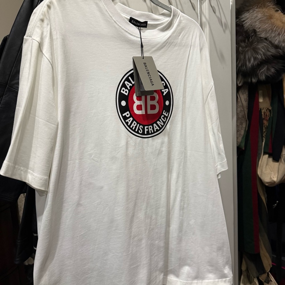Balenciaga white red and black tshirt